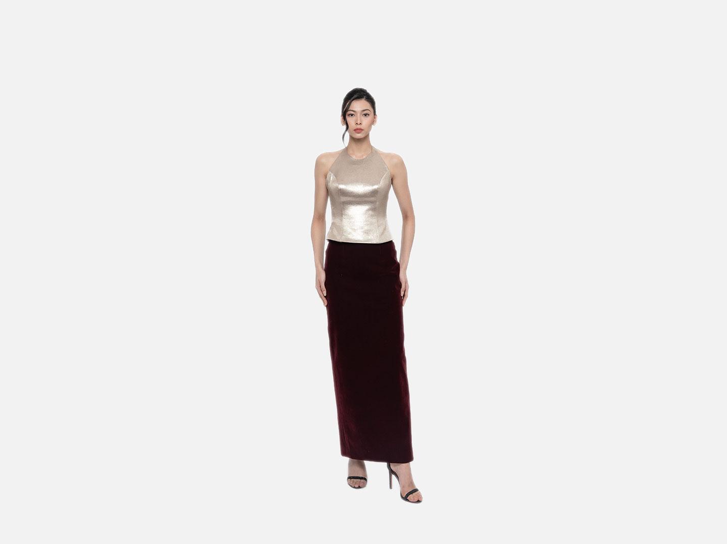 Garda Halter Top in Gold Lurex