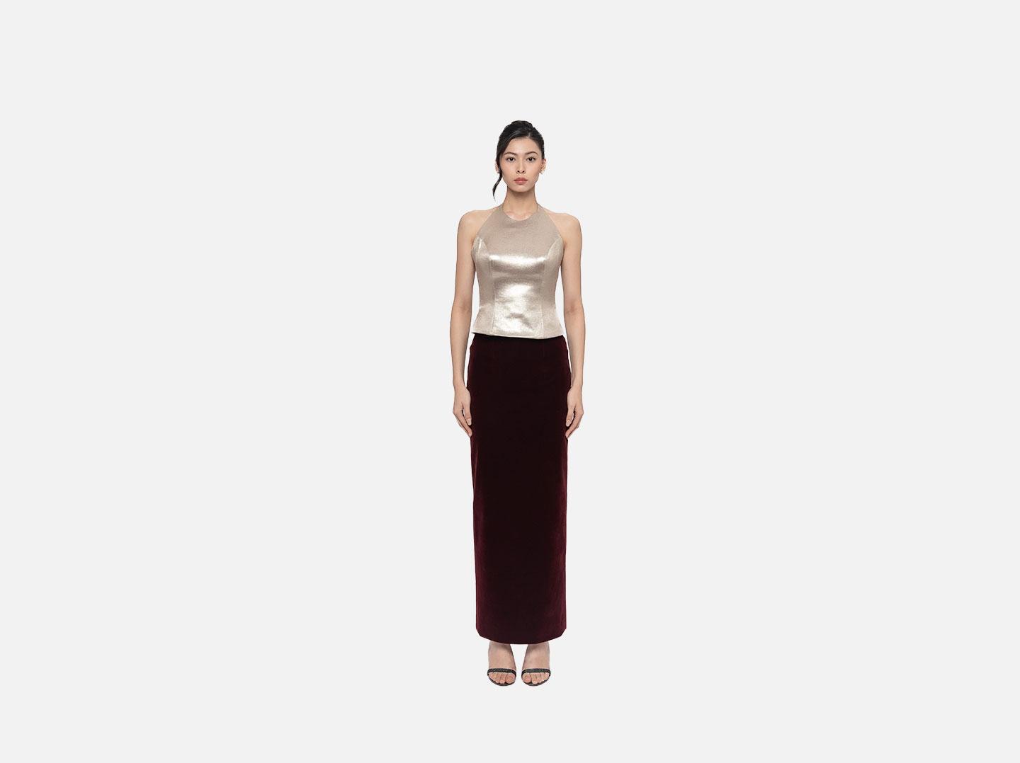 Garda Halter Top in Gold Lurex Image 3